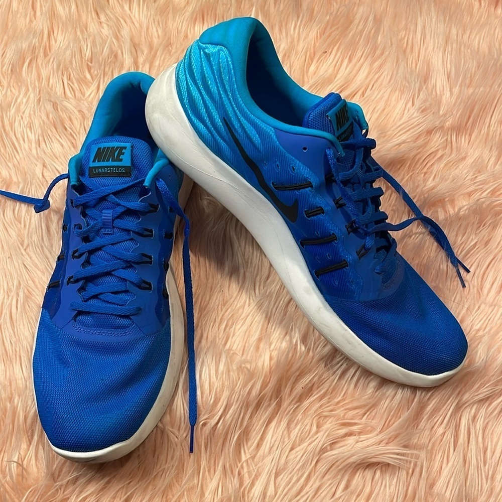 Nike Lunarstelos Mens Size‎ 15 844591-400 Running Hyper Cobalt Black Blue White